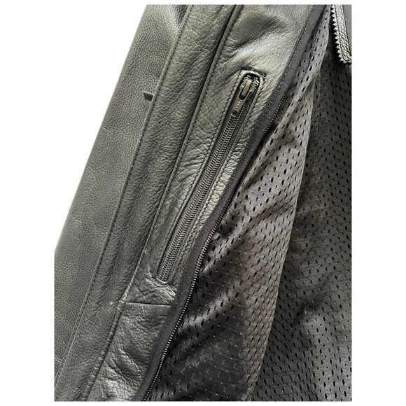 Harley Davidson Womens Black Leather Moto Jacket M Nevada Vented Zip Liner 98122 - Picture 9 of 16